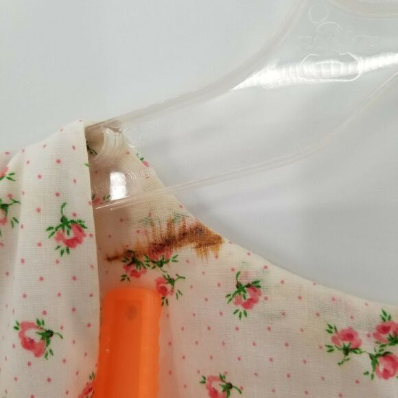 Vintage Floral Fit & Flare Mini Dress Short Puff Sleeves Scoop Neck Ivory - Picture 5 of 11